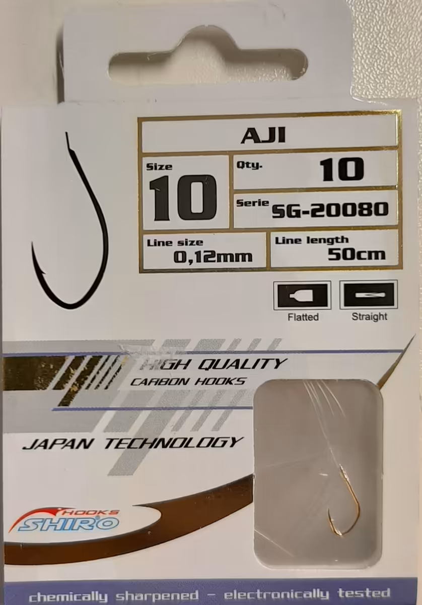 SHIRO AJI GOLD PRE-TIED HOOK 10PCS, Whole range: may show other colours or sizes
