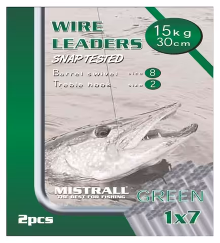 Mistrall Wire Leader 1x7 With Vmc Treble Hook